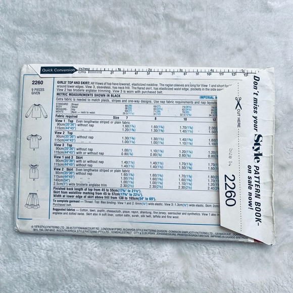 3/$15 Style 2260 70’s SEWING PATTERN SKIRT FLARED & TOPS WITH FRILLS CHI… - Picture 3 of 5